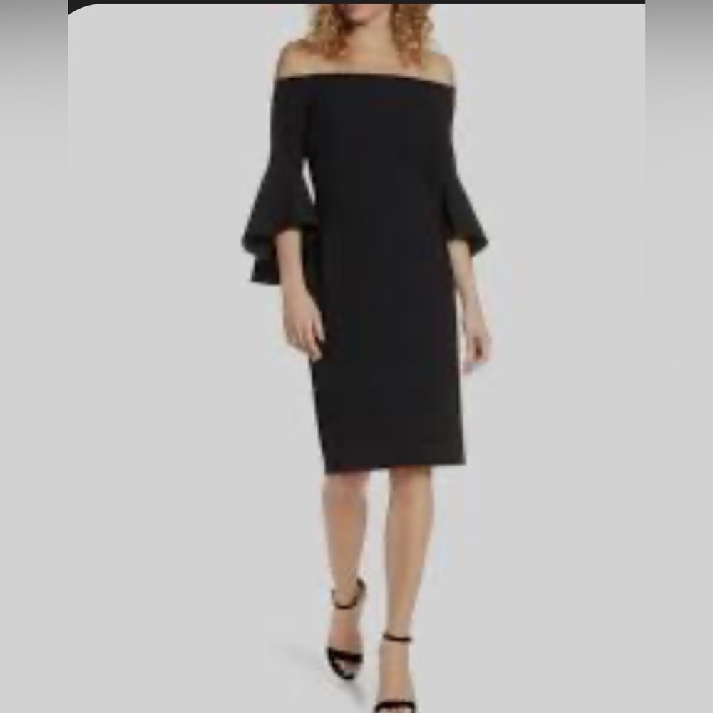 Chelsea28 Black Off-Shoulder Bell Sleeve Dress